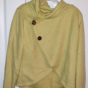 Lime Asymmetrical Sweater with Button Details